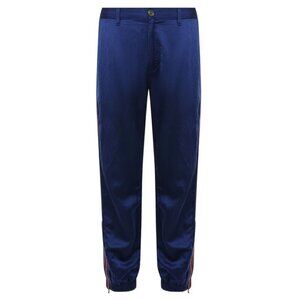 NWT Gucci Flying Tiger Satin Jogging Pants In Electric Blue Size 36